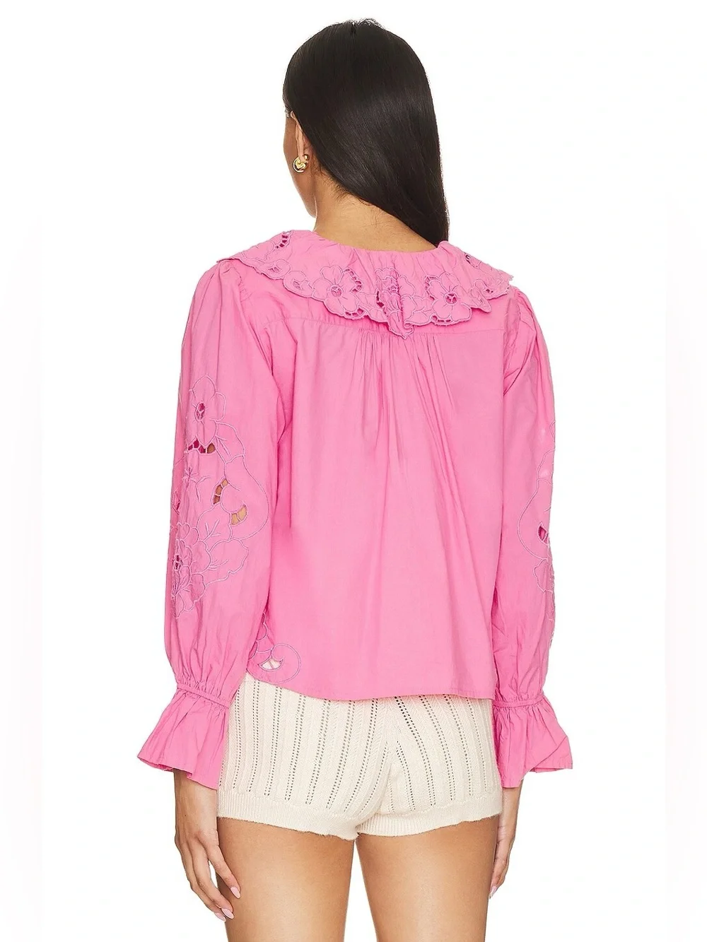 Free People Bubblegum Pink Maisie Cutwork Top